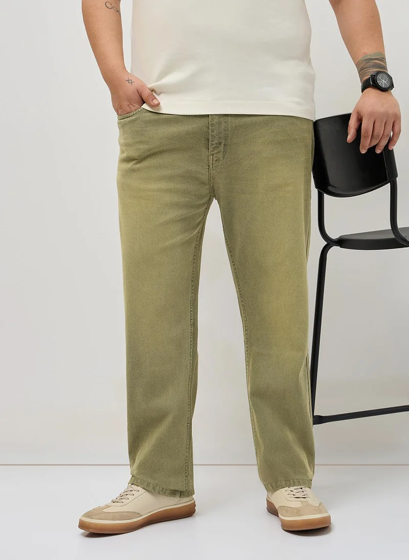 أوربانو فاشن Urbano Plus Men's Ice Grey Regular Fit Heavy Washed Denim Jeans Stretchable